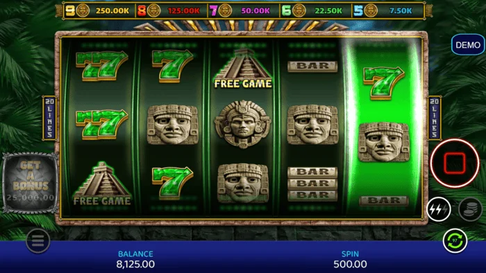 Mayan Madness - màn hình game với cuộn và dòng